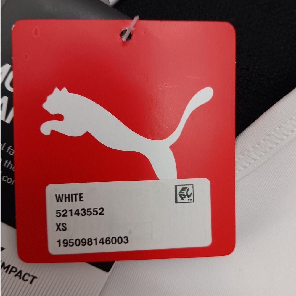 Puma Mid Impact 4Keeps Sports Bra White Black XS 521435 52 NWT X Small Workout - Picture 8 of 16